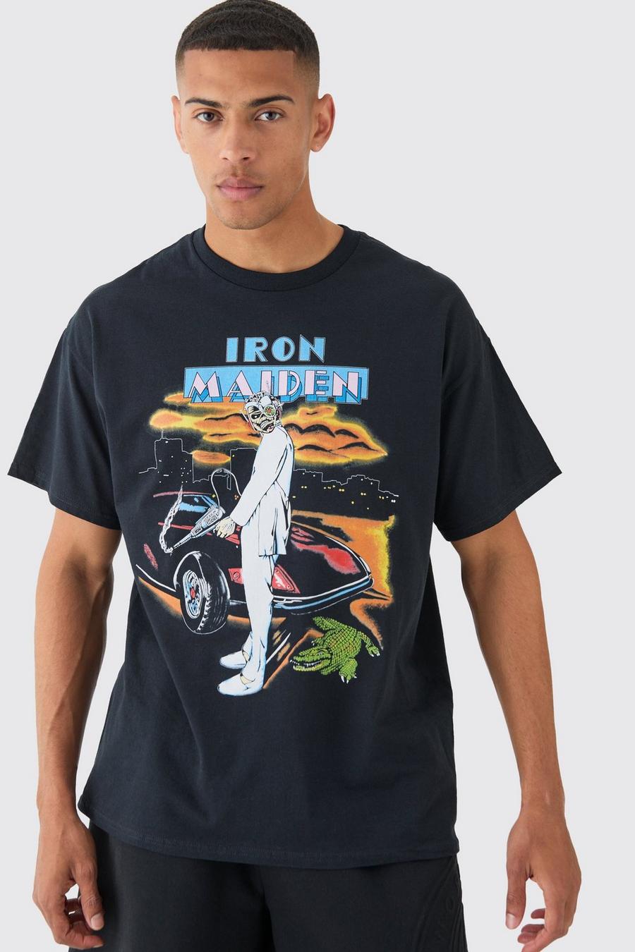 Black Iron Maiden T-shirt med ledig passform image number 1