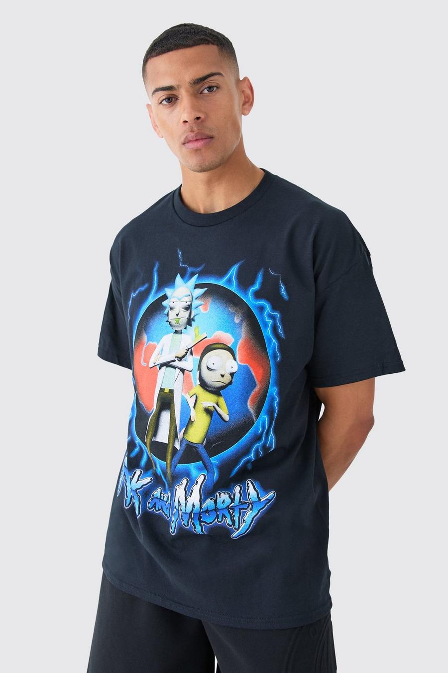 Black Oversized Rick And Morty License T-shirt image number 1