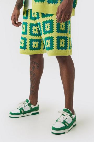 Plus Crochet Relaxed Fit Shorts green