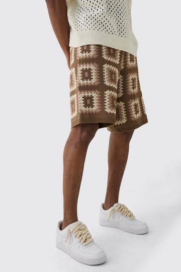 Stone Beige Tall Crochet Relaxed Fit Shorts