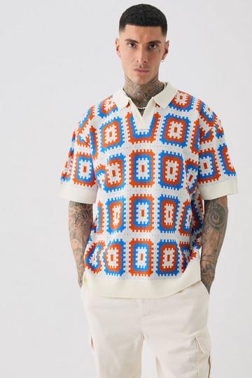 Orange Tall Oversized Revere Crochet Polo