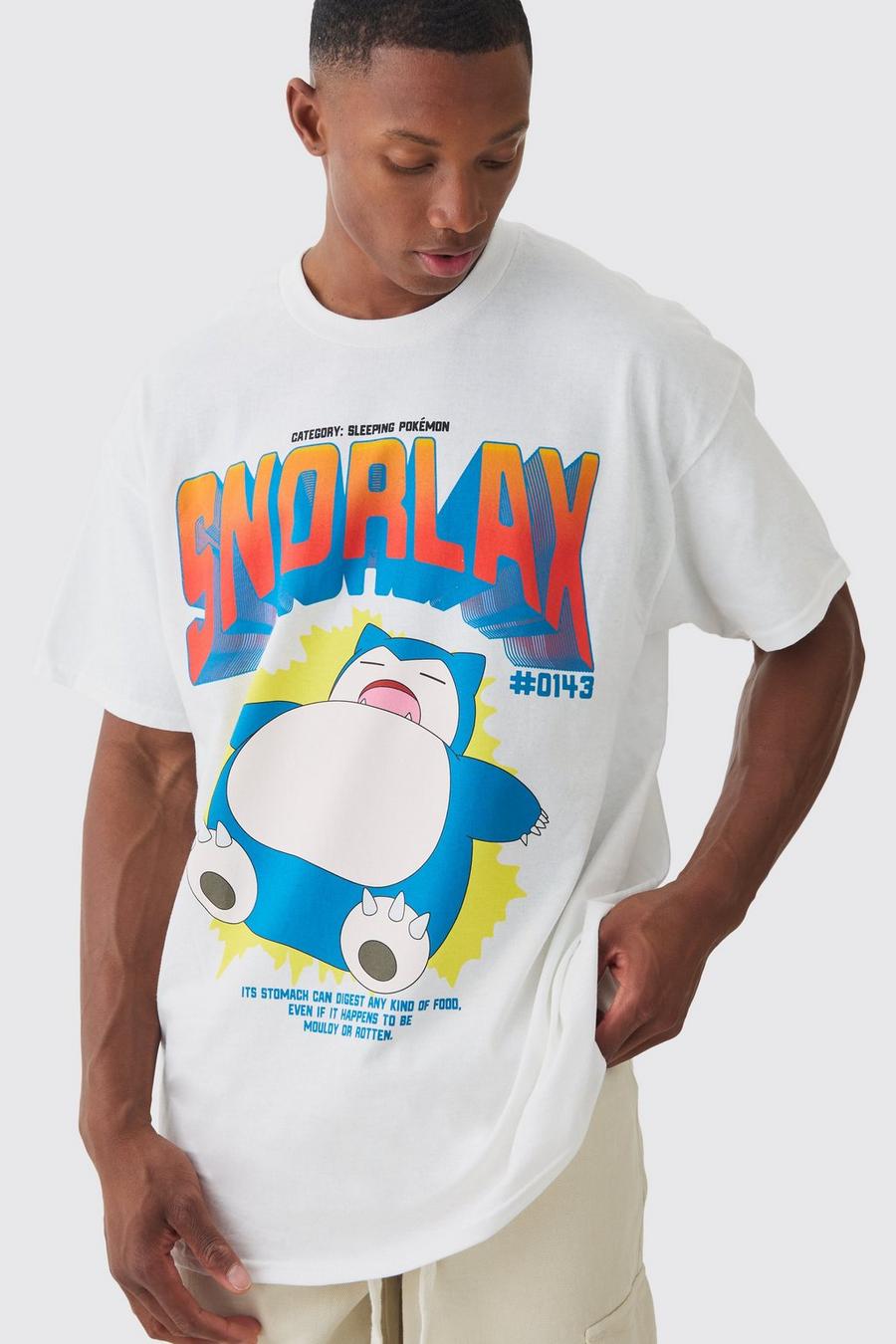 White Oversized Gelicenseerd Pokemon Snorlax T-Shirt