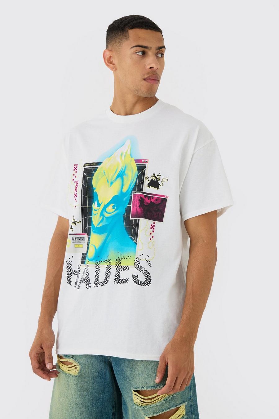 White Oversized Disney Hades License T-shirt image number 1