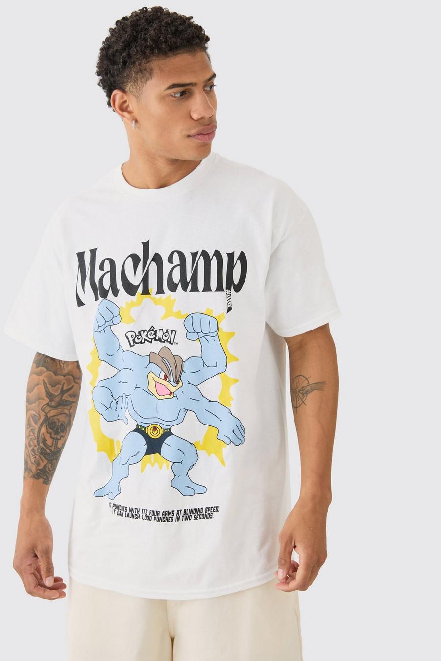 White Oversized Gelicenseerd Pokemon Machamp T-Shirt image number 1