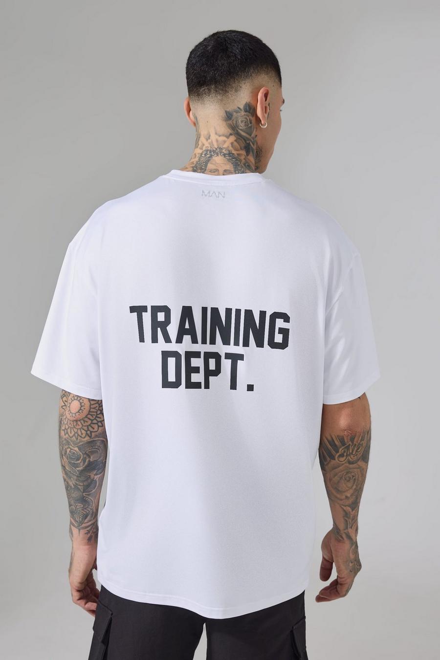 White Tall Man Active Training Dept Performance Oversized T Shirt