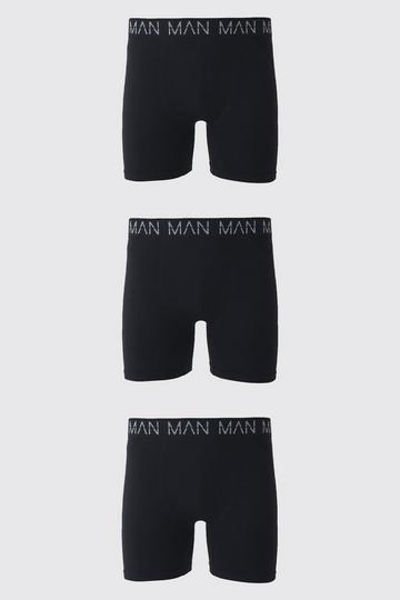 Man Active Seamless 7inch Long Boxer 3 Pack black