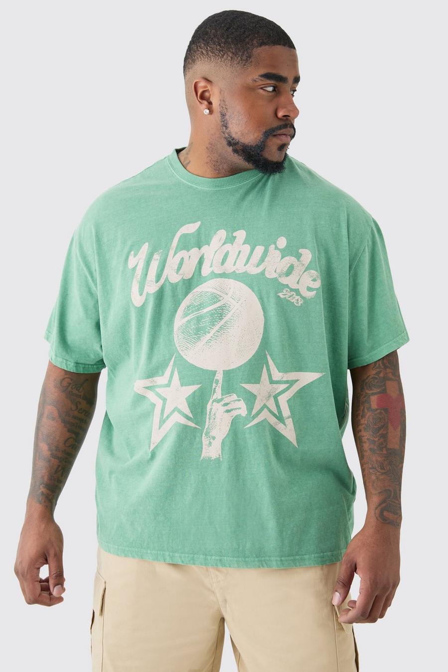 Plus Worldwide Baseball T-shirt In Green image number 1