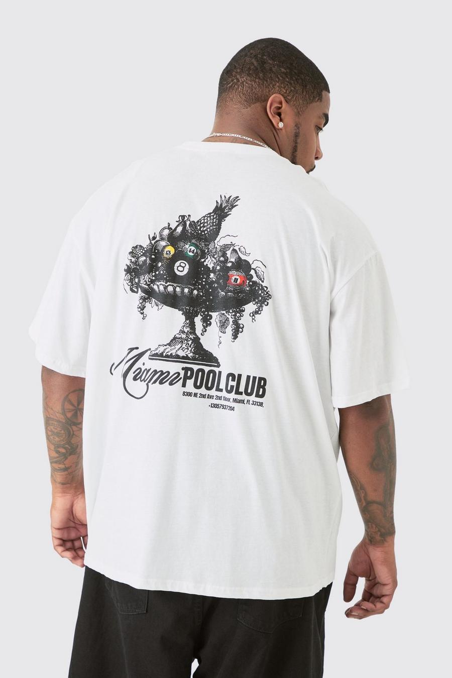 Plus Miami Pool Club Back Print T-shirt In White image number 1