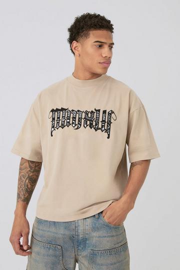 Oversized Dik Boxy T-Shirt Met Brede Nek En Perzikhuid taupe