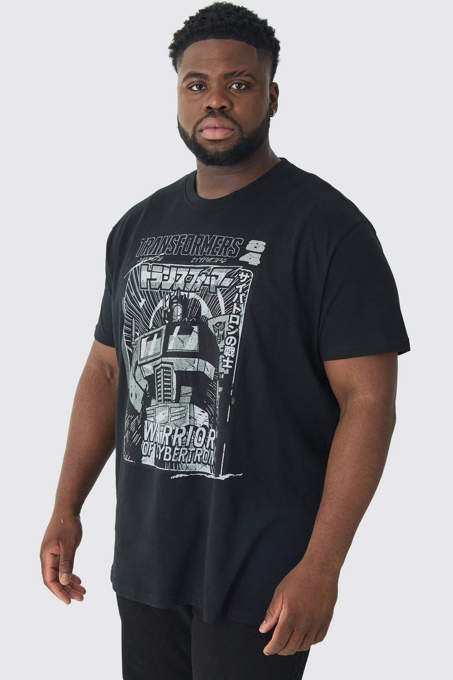 Black Plus Transformers License Print T-shirt image number 1