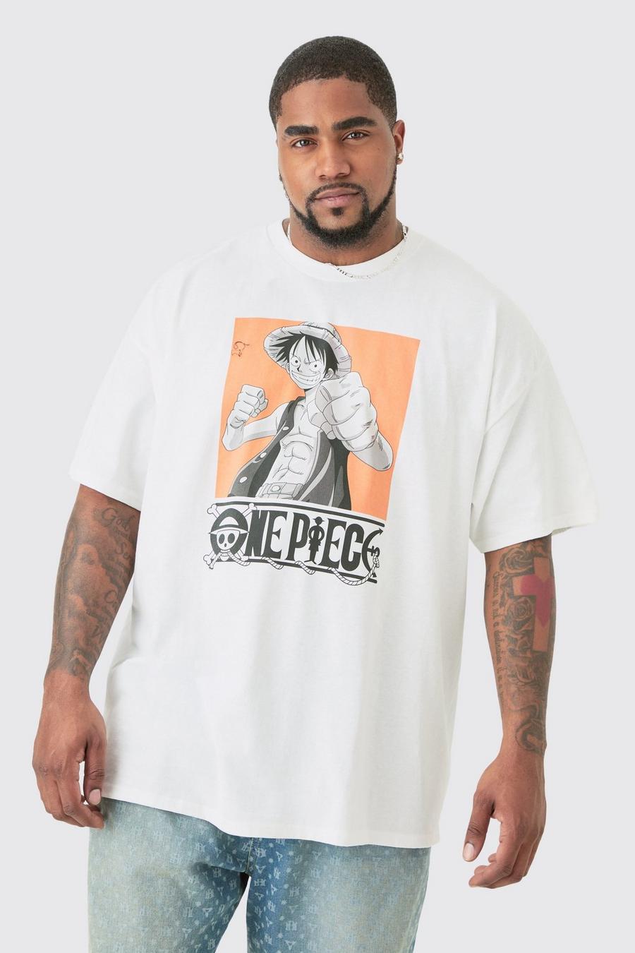 White Plus One Piece License Print T-shirt image number 1