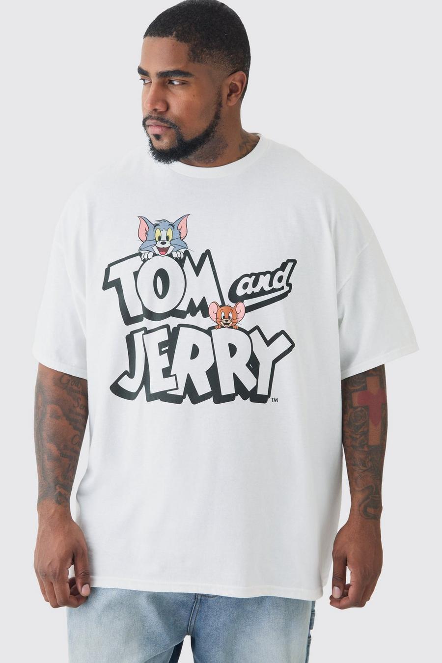 White Plus Tom And Jerry License Print T-shirt image number 1