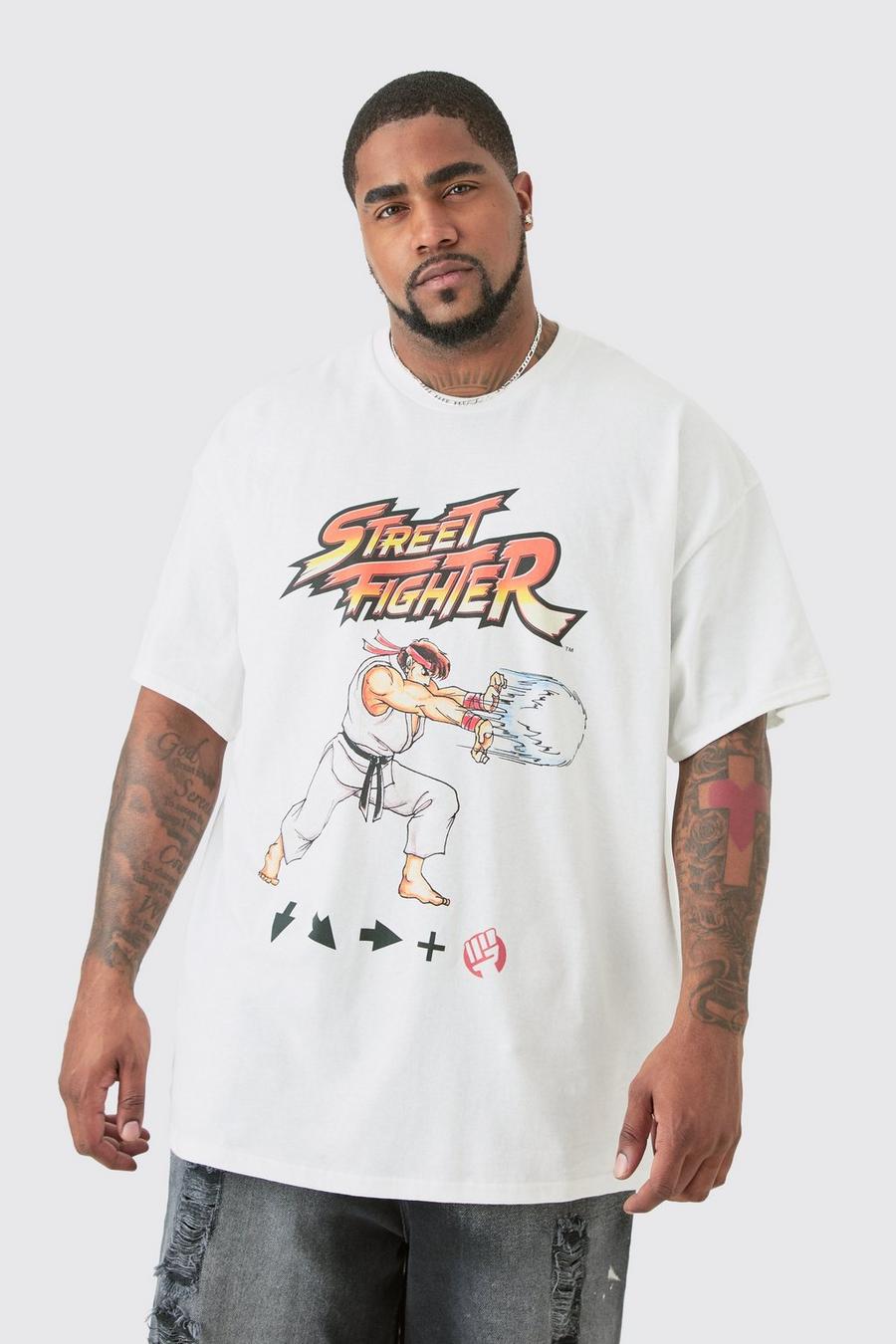 White Plus Street Fighter License Print T-shirt