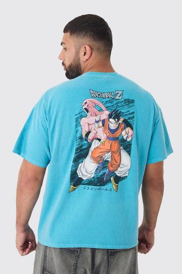 Plus Dragon Ball Z Back Print License Overdye Print T-shirt teal