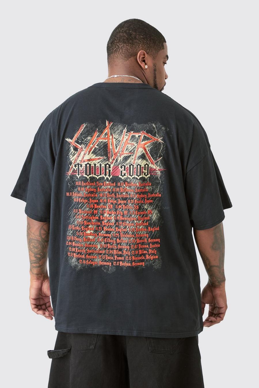 Black Plus Gelicenseerd Slayer T-Shirt Met Voor- En Rugopdruk image number 1