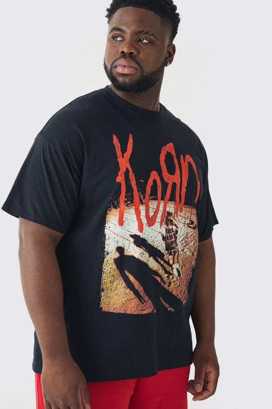 Black Plus Gelicenseerd Korn T-Shirt Met Print image number 1