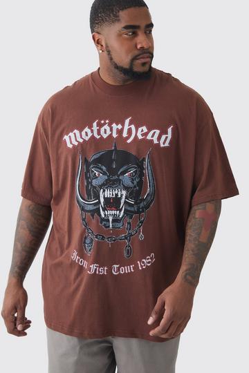 Brown Plus Motor Head License Graphic T-Shirt