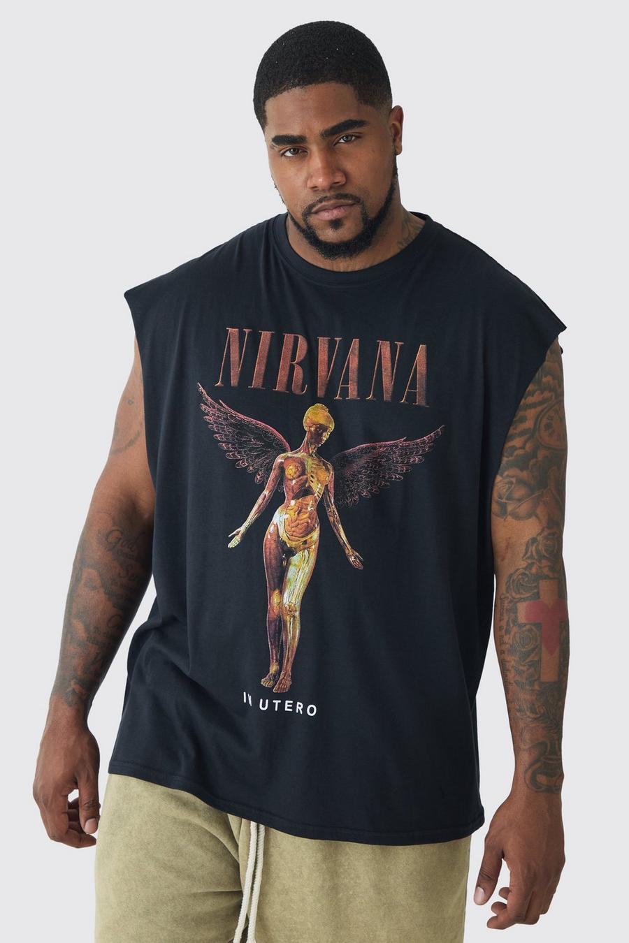 Black Plus Nirvana Angel T-shirt med tryck