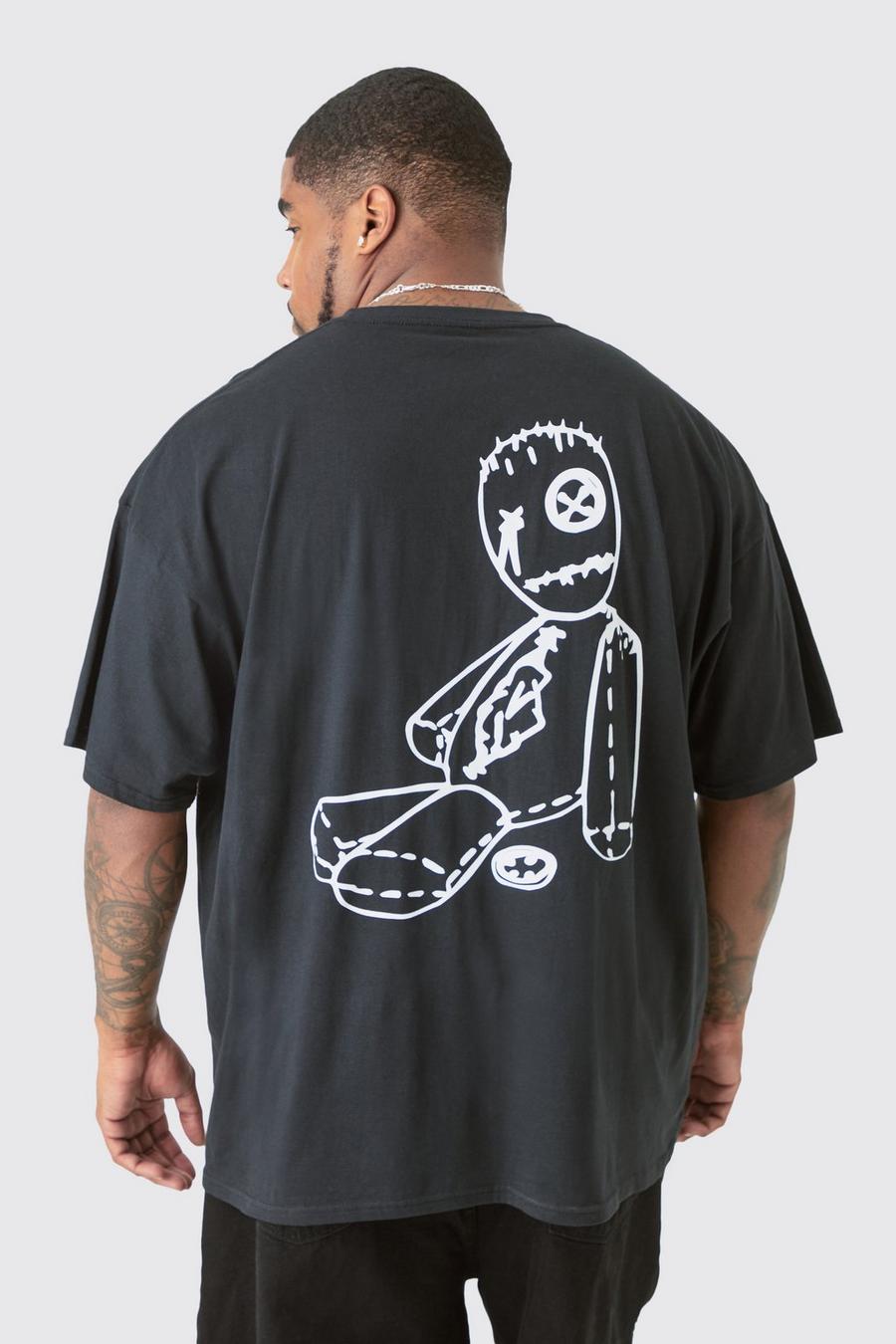 Camiseta Plus con estampado frontal y en la espalda de Korn, Black