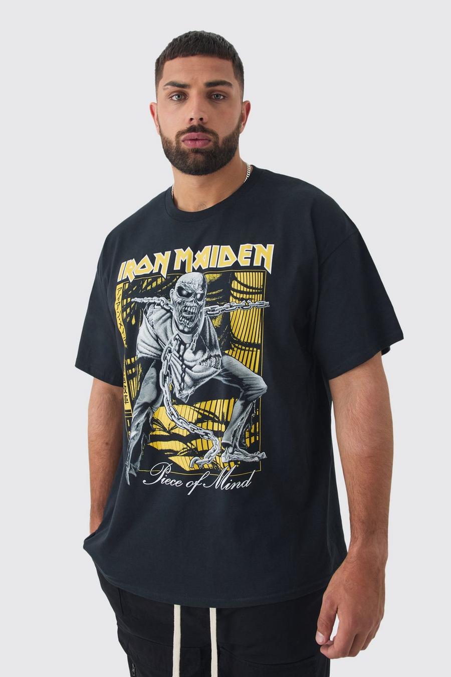 Black Plus Iron Maiden License Print T-shirt image number 1
