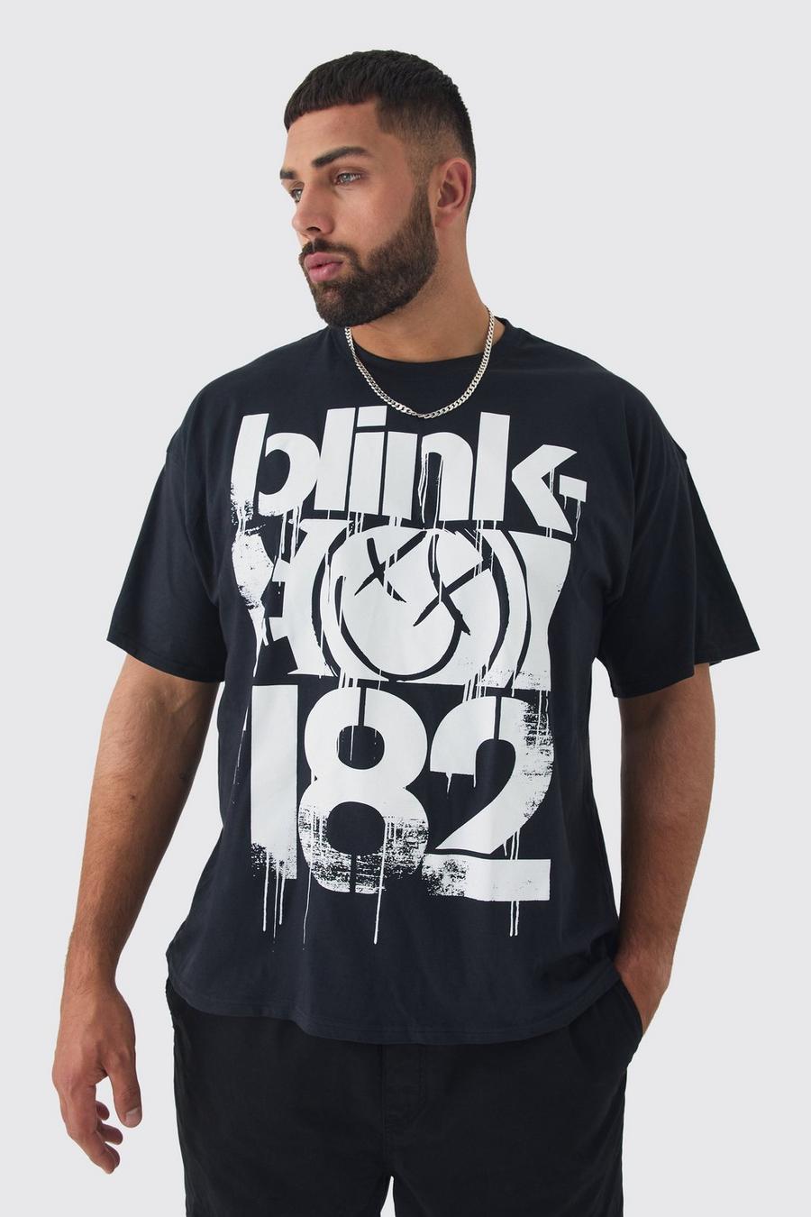 Black Plus Blink 182 License Print T-shirt