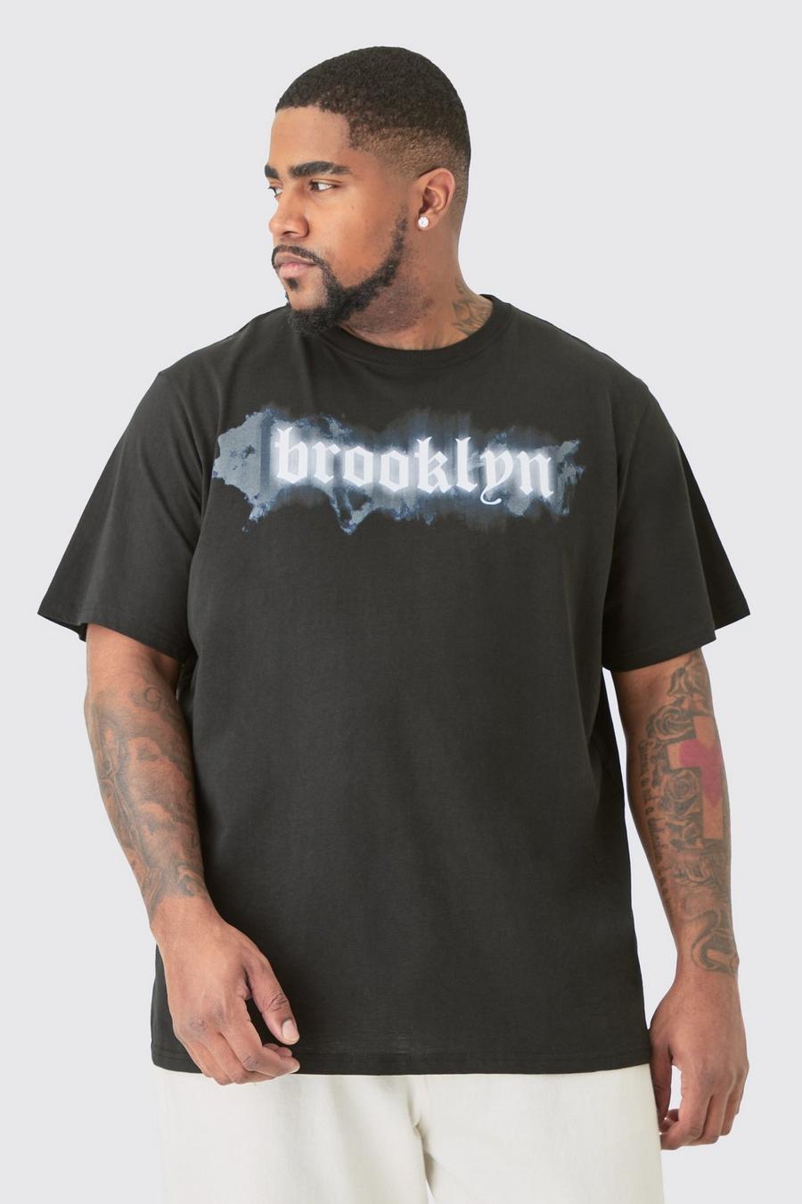 Plus schwarzes T-Shirt mit Brooklyn-Print, Black