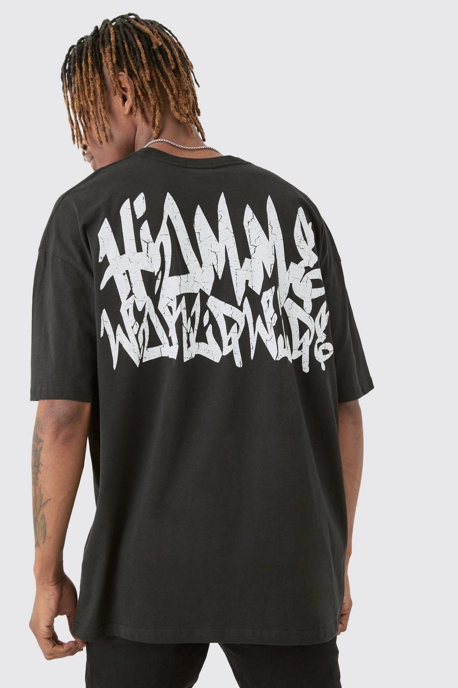 Tall Graffiti Homme Worldwide Back Print T-shirt In Black