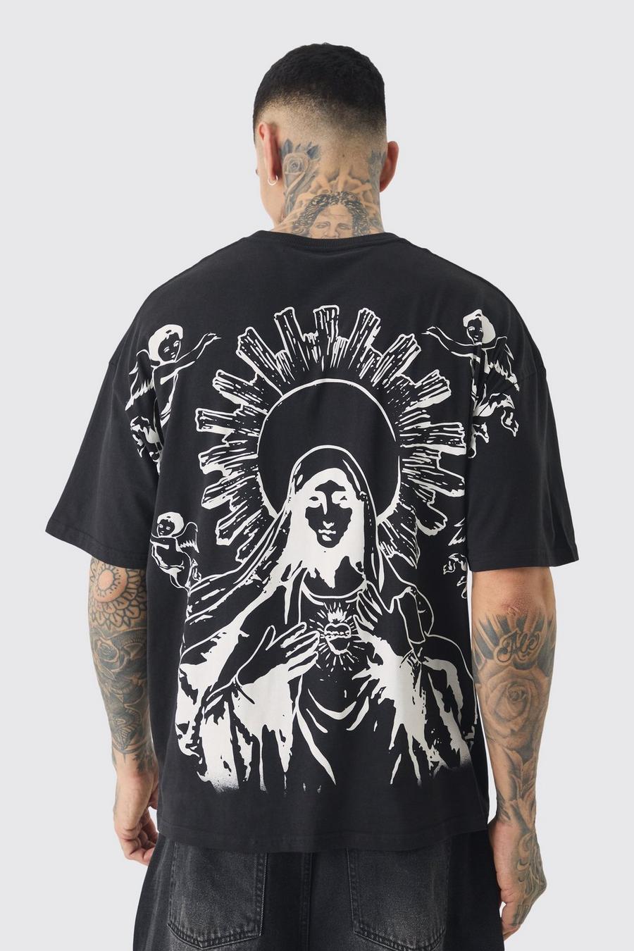 Tall Over The Seam Renaissance Back Print T-shirt In Black