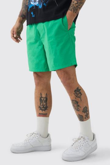 Elasticated Waist Relaxed Contrast Drawcord Shell Short Shorts green