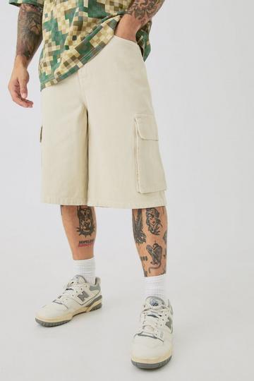 Regular Cargo Denim Jorts sand