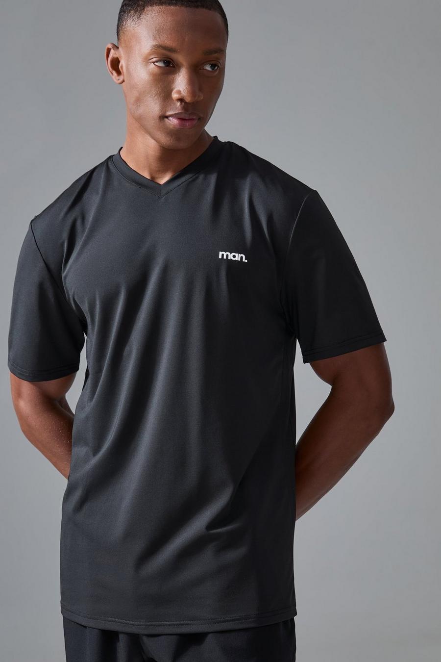 Black Man Sport V Neck Performance T-shirt