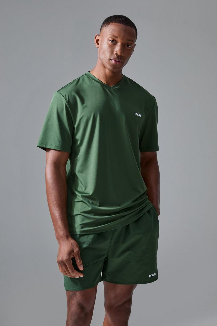Green Man Sport V Neck Performance T-shirt