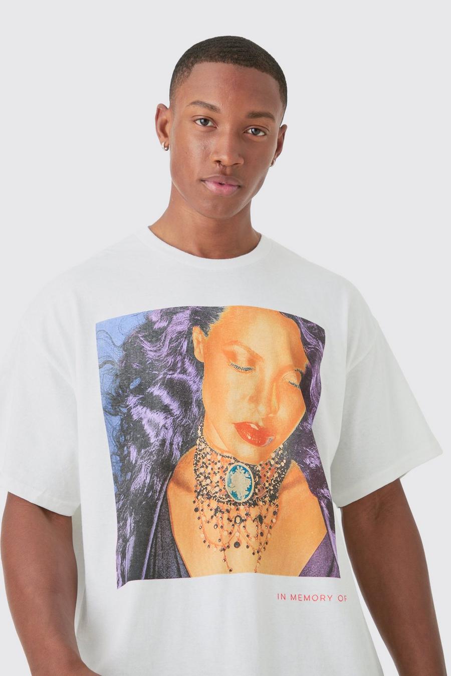 White Oversized Aaliyah License T-shirt