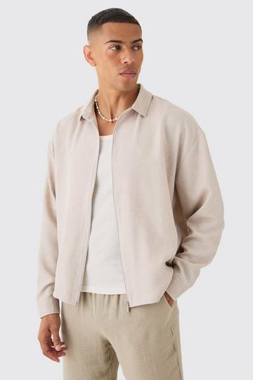 Linen Zip Through Overshirt natural