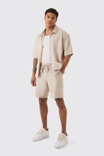 Oversized Linen Deep Pocket Shirt & Short Set natural