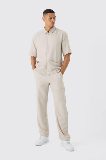 Oversized Linen Deep Pocket Shirt & Pants Set natural