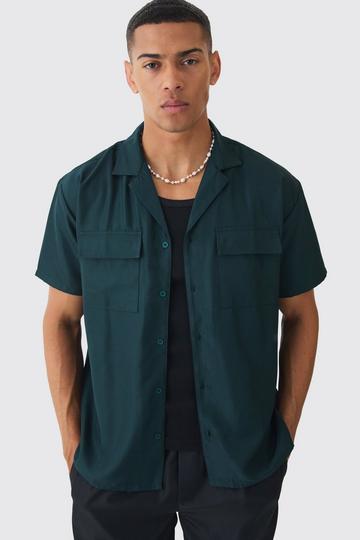 Oversized Revere Soft Twill Cargo Pocket Shirt khaki