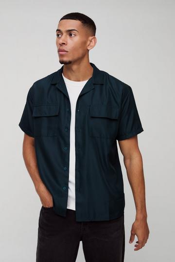 Oversized Revere Soft Twill Cargo Pocket Shirt khaki