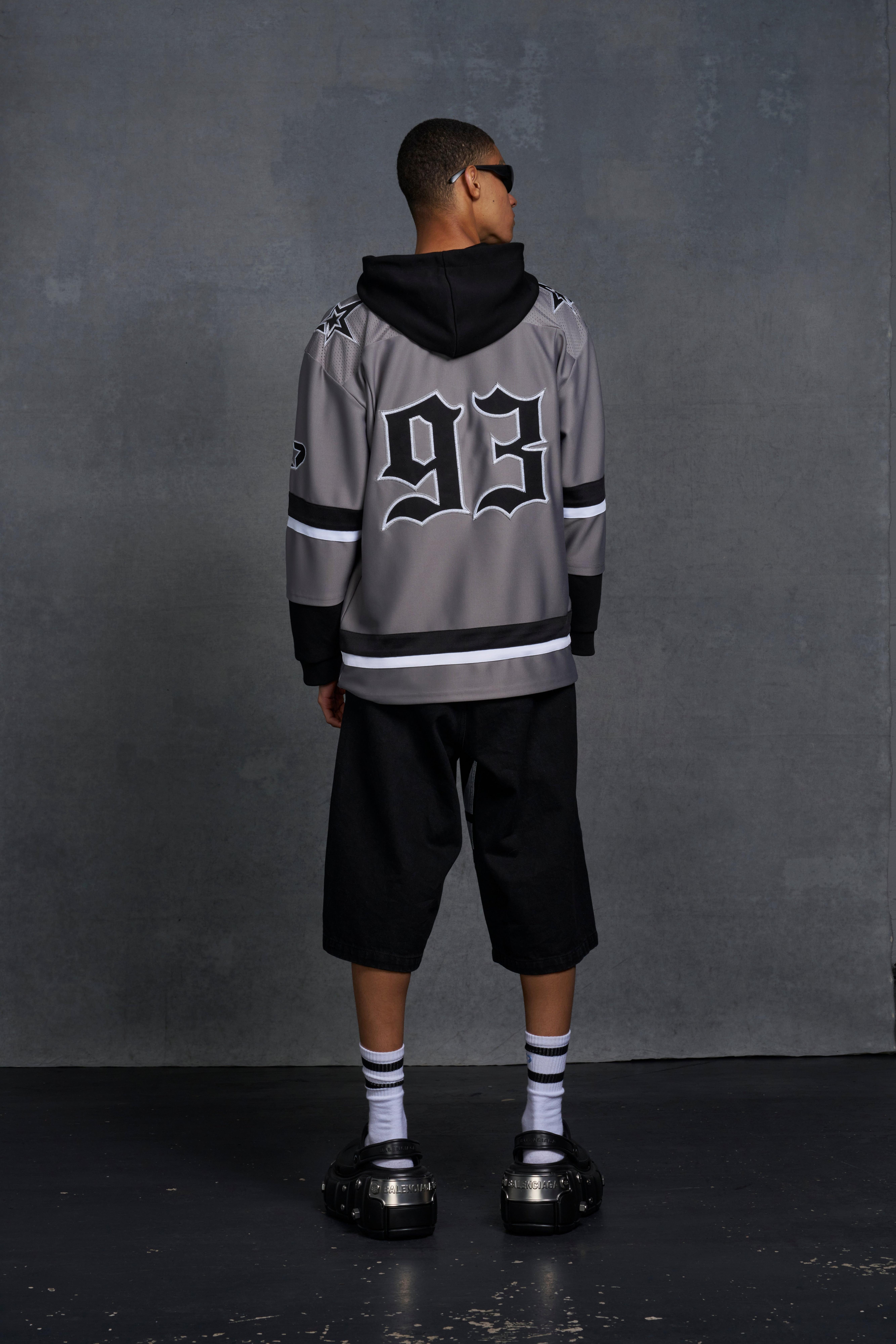 P-Star Oversized Hooded Hockey Jersey Knit With Applique
