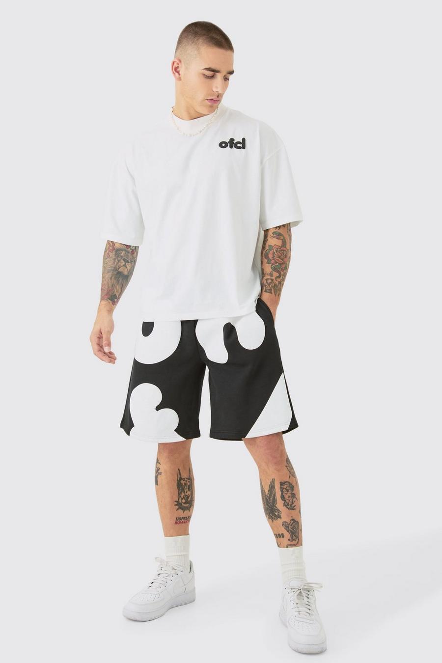 Black Oversized Boxy Official Puff Print T-shirt And Short Set