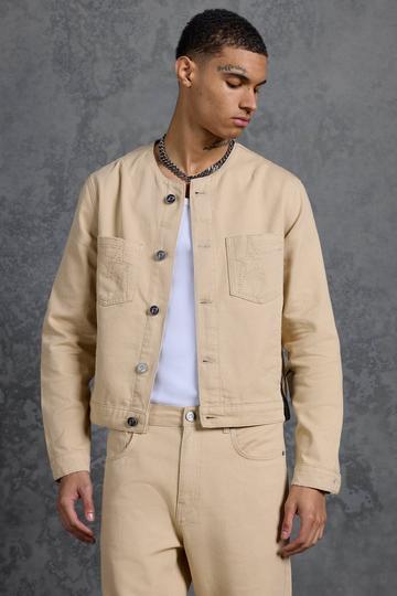 Ecru White Gunna Regular Fit Boxy Denim Jacket With Pocket Detail