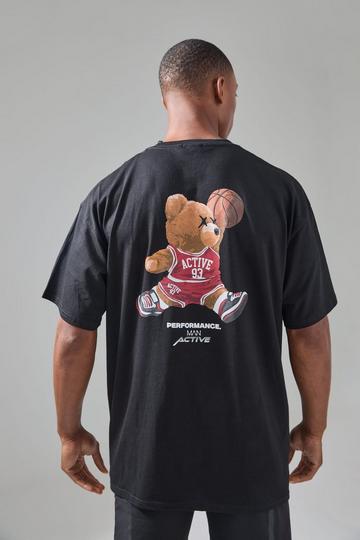 Man Active Oversized Teddy Basketballer Graphic T-shirt black