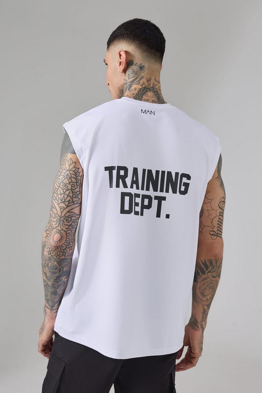 White Tall Oversized Man Active Training Dept Tank Top image number 1