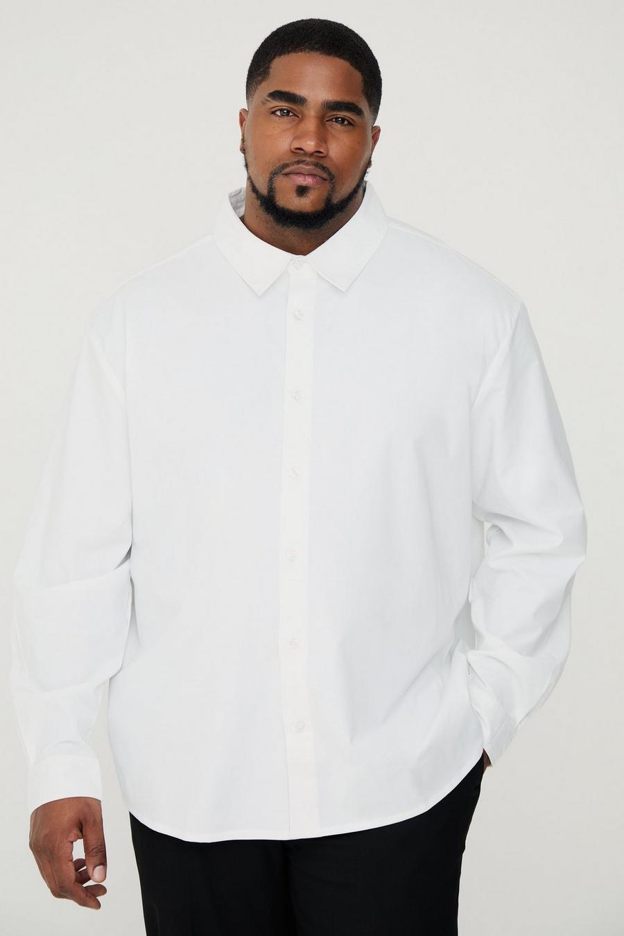 White Plus Relaxed Fit Long Sleeve Oxford Shirt