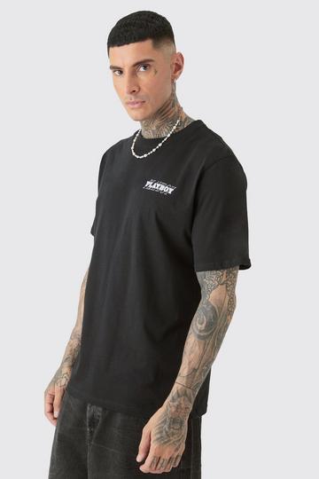 Tall Playboy License Flannel Graphic T-Shirt In Black black