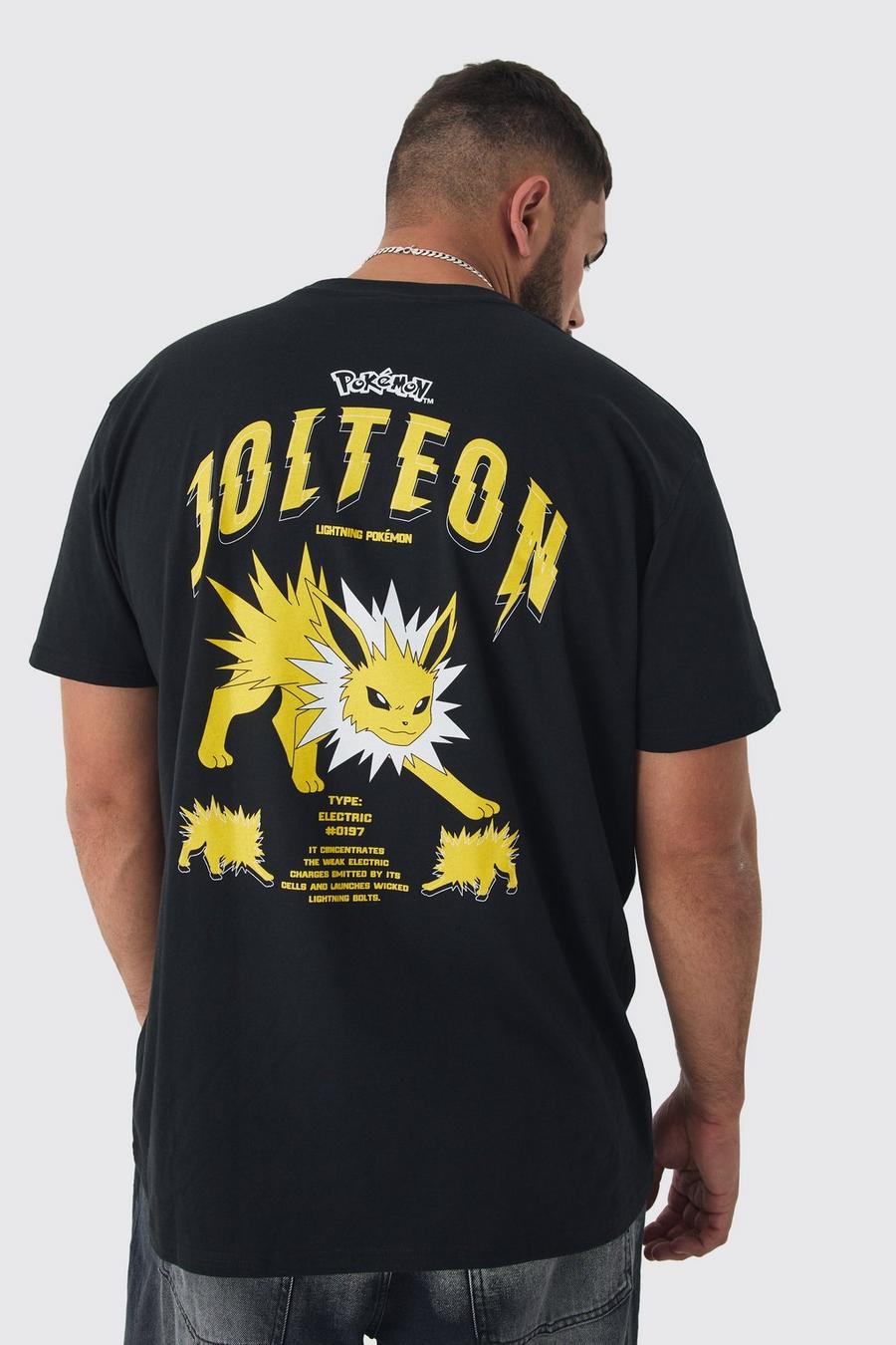 Plus Pokemon Jolteon Printed T-shirt In Black