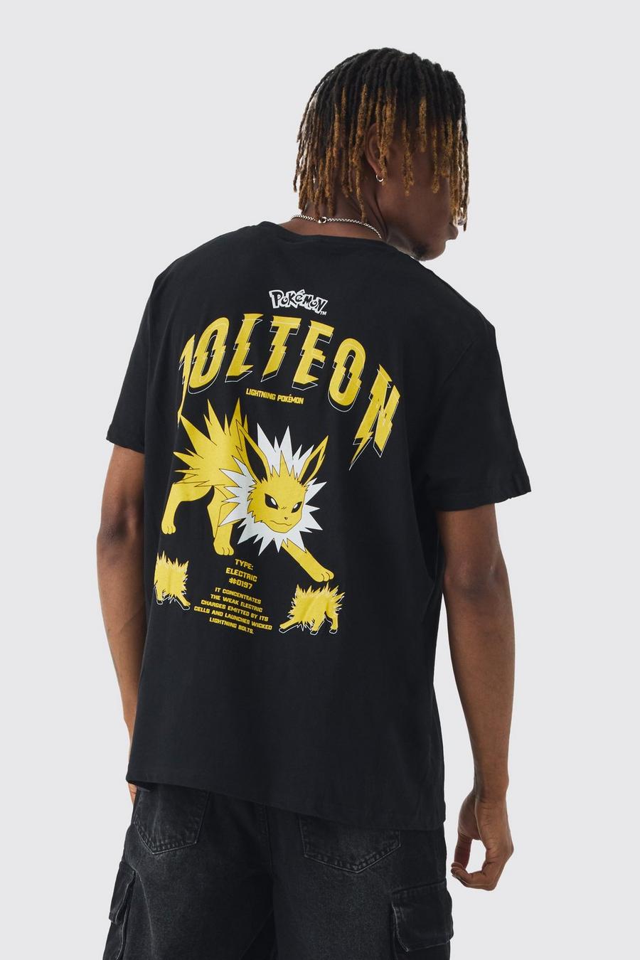 Tall Pokemon Jolteon Printed T-shirt In Black