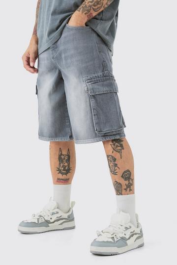 Regular Cargo Denim Jorts light grey