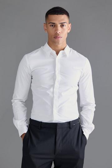 White Long Sleeve Slim Shirt