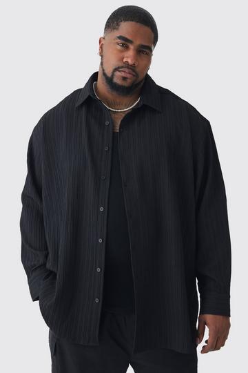 Plus Oversized Pleated Crinkle Shirt black